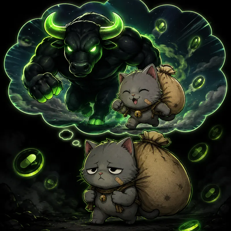 Bag Cat dreaming of running with the Black Bull